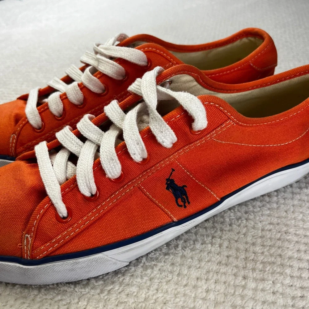 Polo Ralph Lauren Clifton Mens Orange Canvas Low Top Sneakers 11.5D 00001629 E11